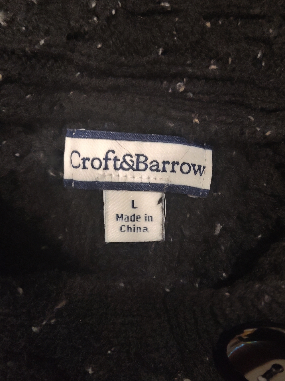 croft & barrow Fall Transition Black 3/4 Wide Sleeve Textured Knit Cardigan | Lg - Picture 4 of 6